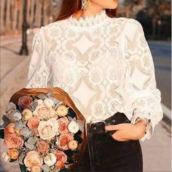 ✨Last 1✨Chic Lace Mock Neck Blouse - Picture 8 of 9
